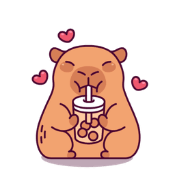 Happy capybara with boba tea